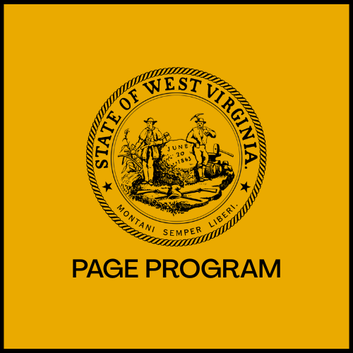 Image of West Virginia logo in black on gold background. Click for details on the Page Program.
