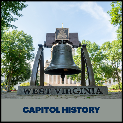 Image of bell outside of Capitol. Click here for Capitol History.