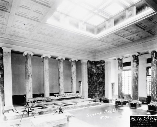 Image of Supreme Court Chamber near completion. 