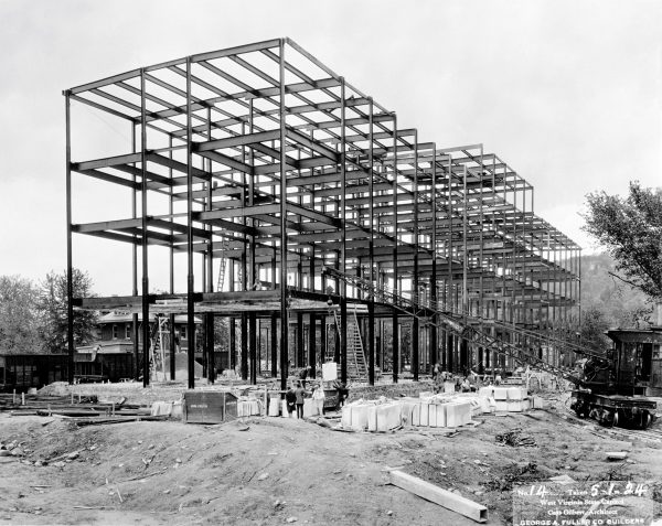 Image of the beginning construction of the West Wing of the West Virginia Capitol Complex.